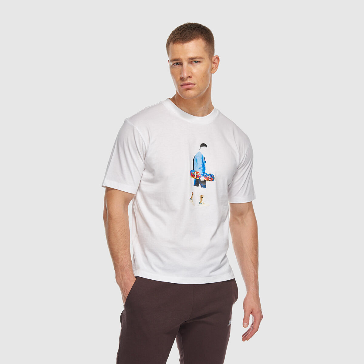 New Balance MNT3410 Erkek Beyaz T-Shirt