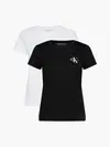 Calvin Klein 2-PACK MONOLOGO SLIM Kadın Siyah T-Shirt