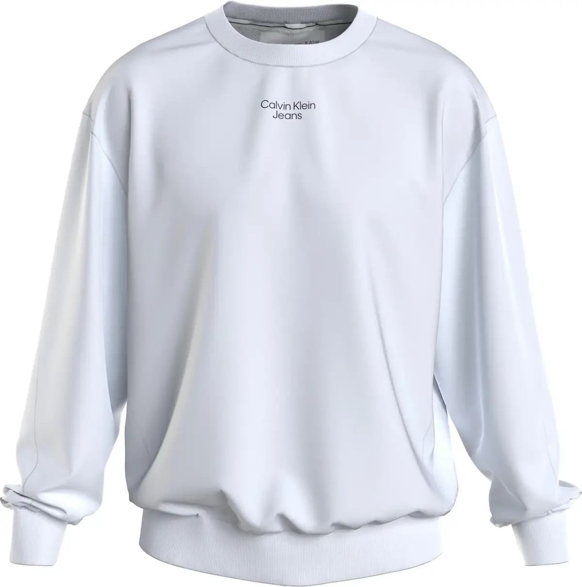 Calvin Klein STACKED LOGO CREW NE Erkek Beyaz Sweatshirt