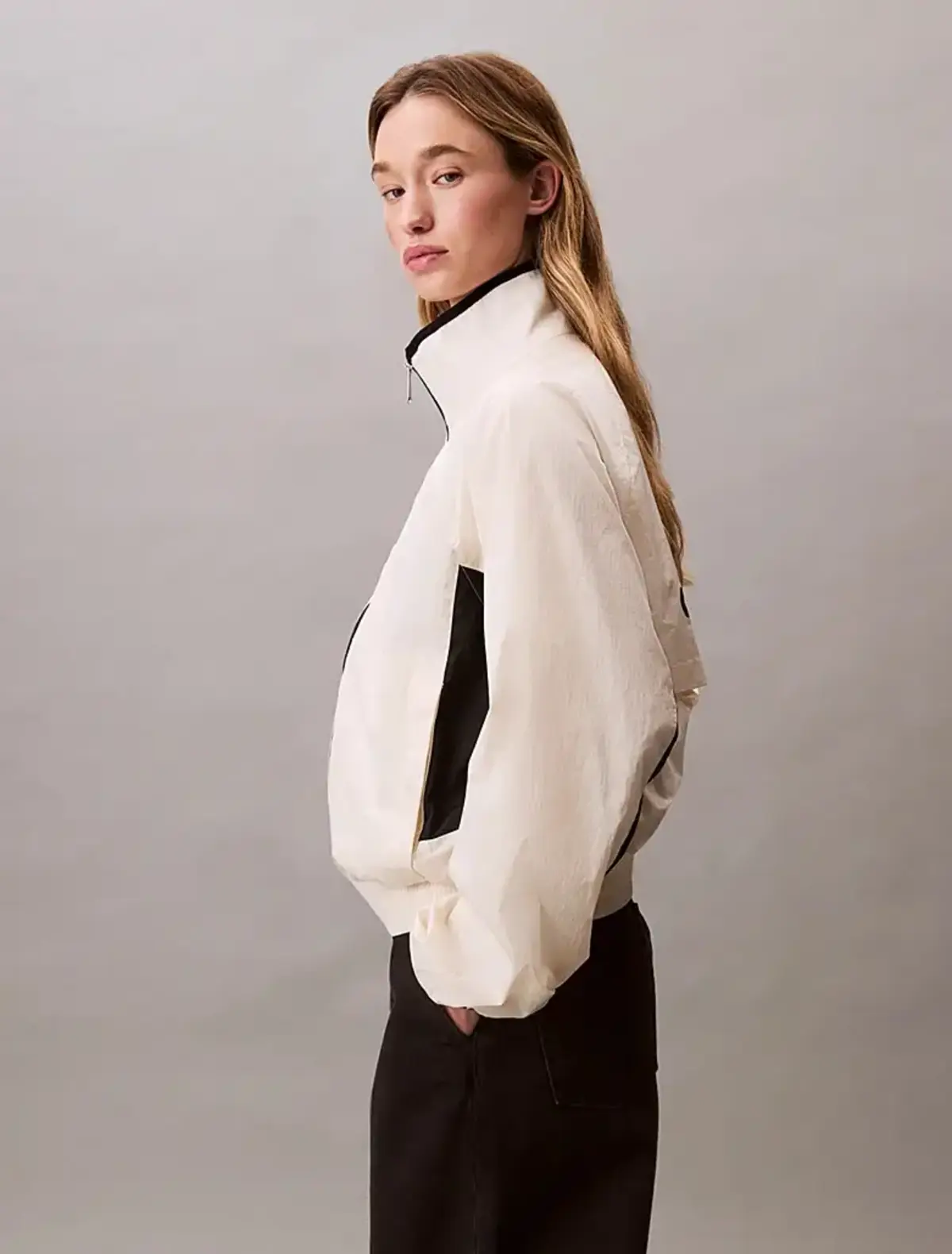 Calvin Klein RETRO TRACK JACKET Bej Kadın Ceket Calvin Klein RETRO TRACK JACKET Bej Kadın Ceket