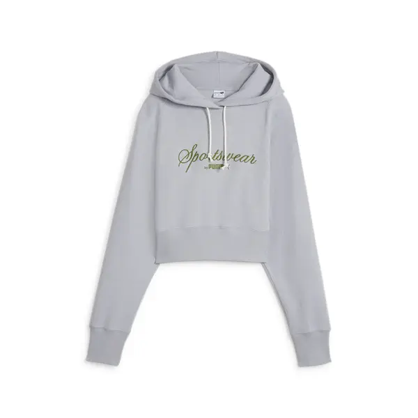 Puma CLASSICS+ Relaxed Cropped Hoodie Gri Kadın Hoodie