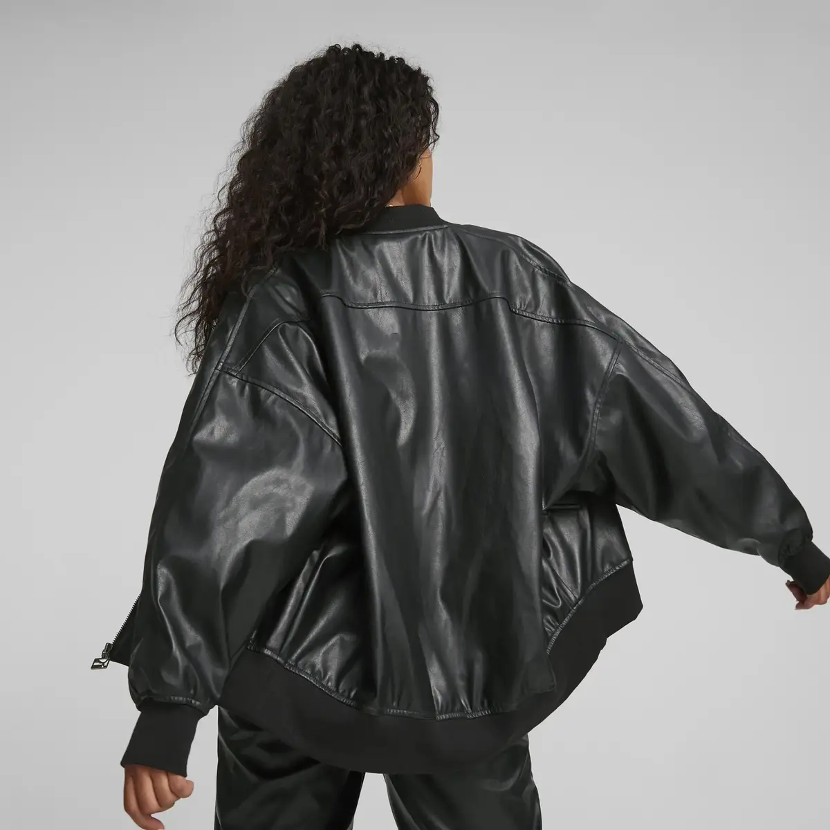 Puma T7 Faux Leather Bomber Siyah Kadın Bomber Suni Deri Ceket