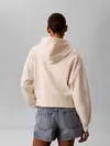 Calvin Klein LS MONOGRAM TERRY CR Krem Kadın Fermuarlı Kapüşonlu Sweatshirt
