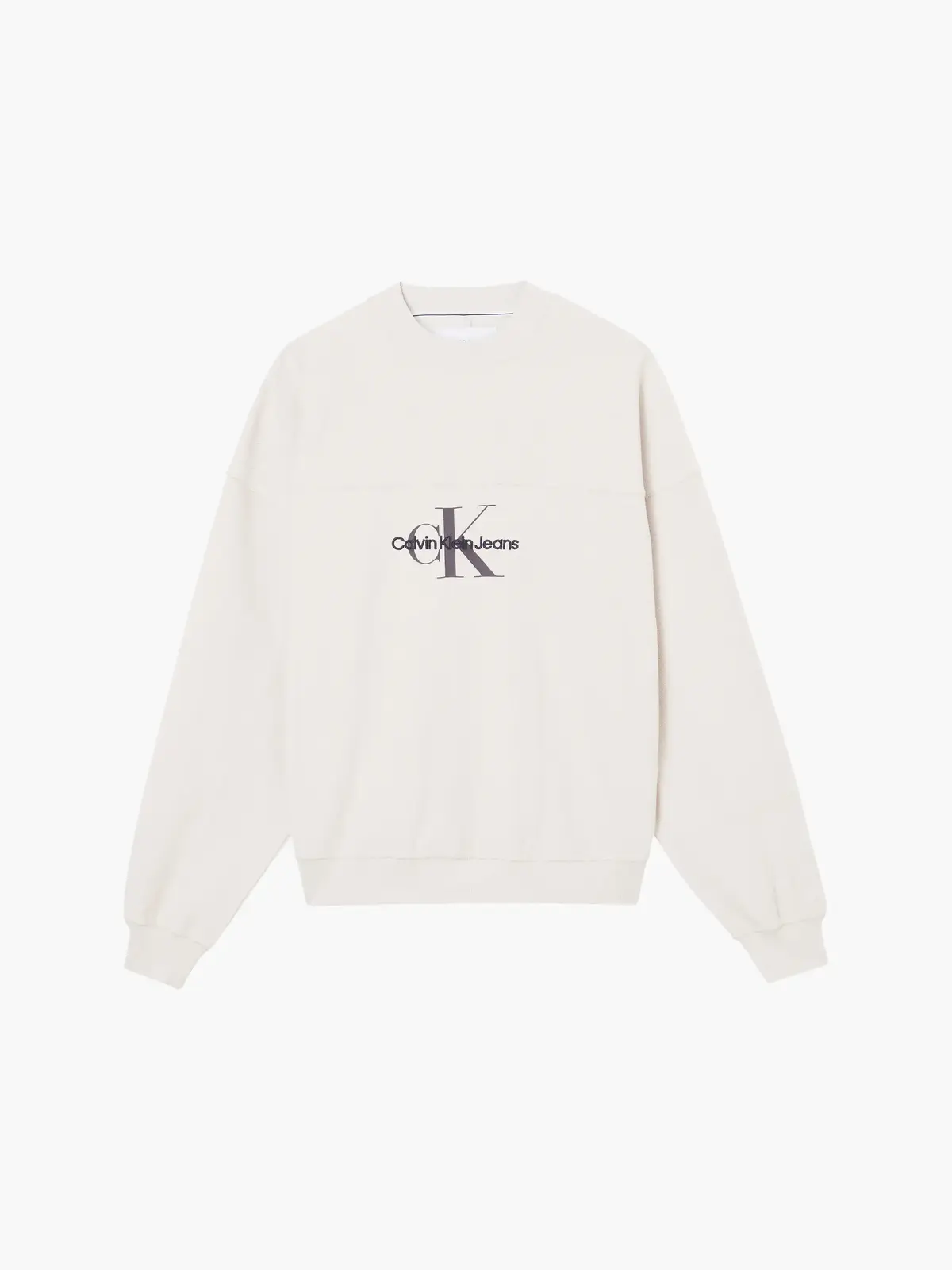 Calvin Klein MONOLOGO TEXTURED CR Erkek Krem Sweatshirt