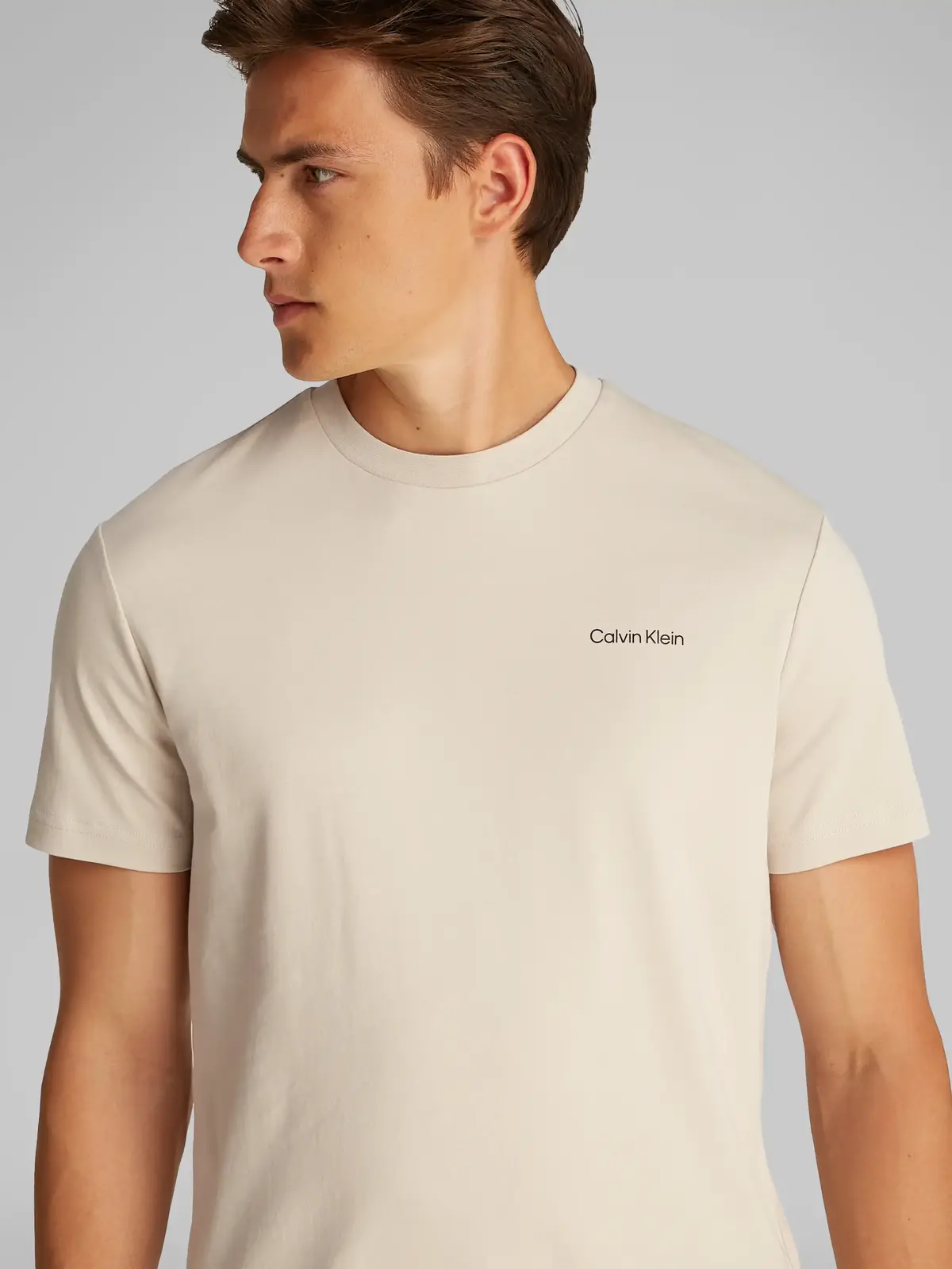 Calvin Klein MICRO LOGO INTERLOCK Bej Erkek Tişört