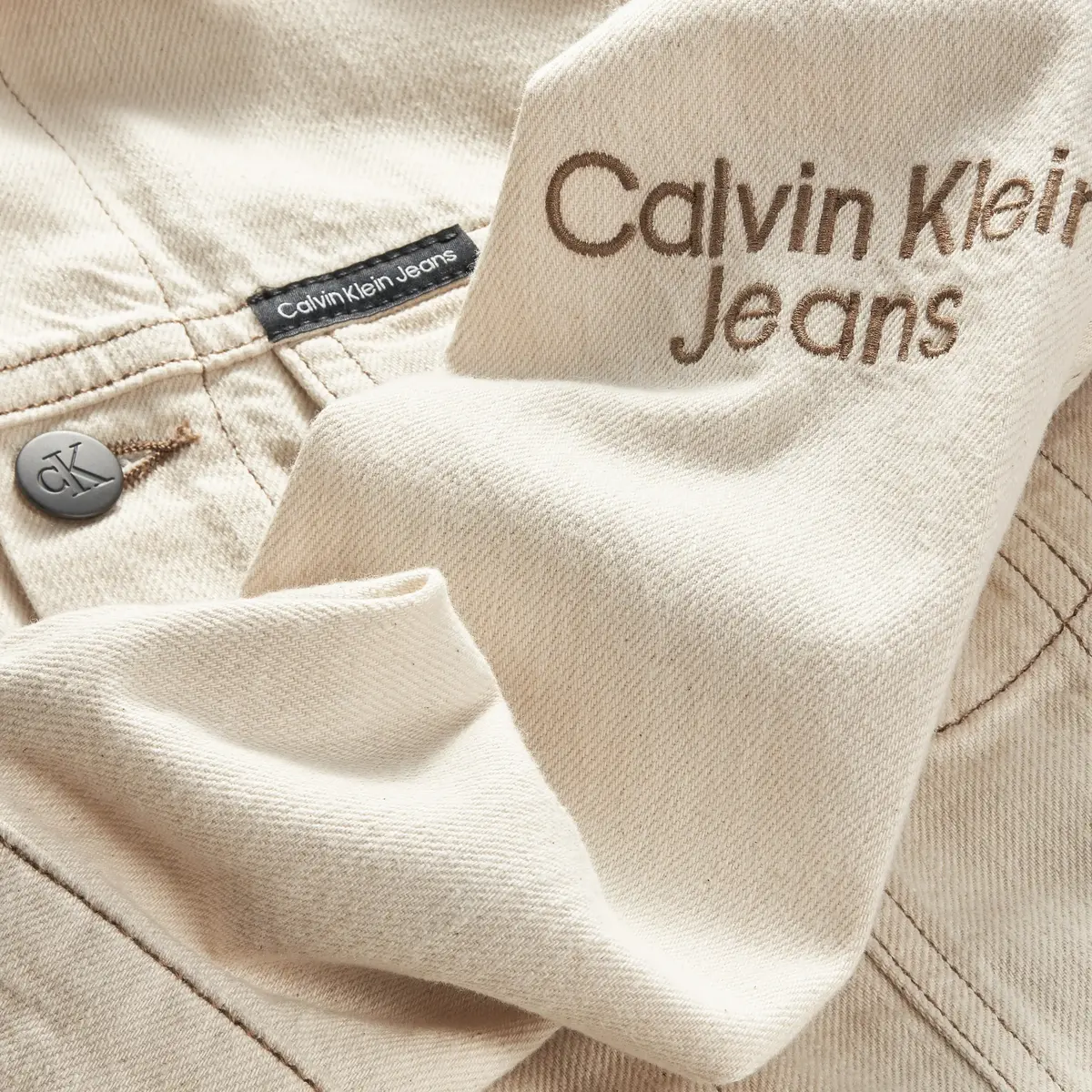 Calvin Klein DENIM TRUCKER NAT EC Erkek Krem Kot Ceket