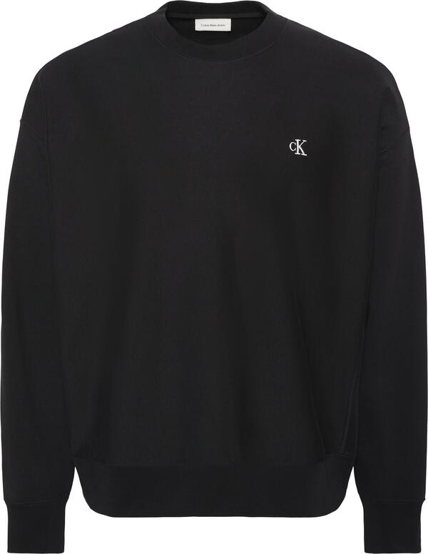 Calvin Klein PREMIUM TERRY MONOGRAM CN SWEATS Siyah Erkek Sweatshirt