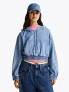 Tommy Hilfiger TJW DENIM CROPPED HO, 1A4 Mavi Kadın Sweatshirt