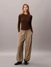 Calvin Klein SECOND SKIN LS TOP Kahverengi Kadın Uzun Kollu Tişört