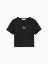 Calvin Klein MONOGRAM RIB TOP Kadın Siyah T-Shirt