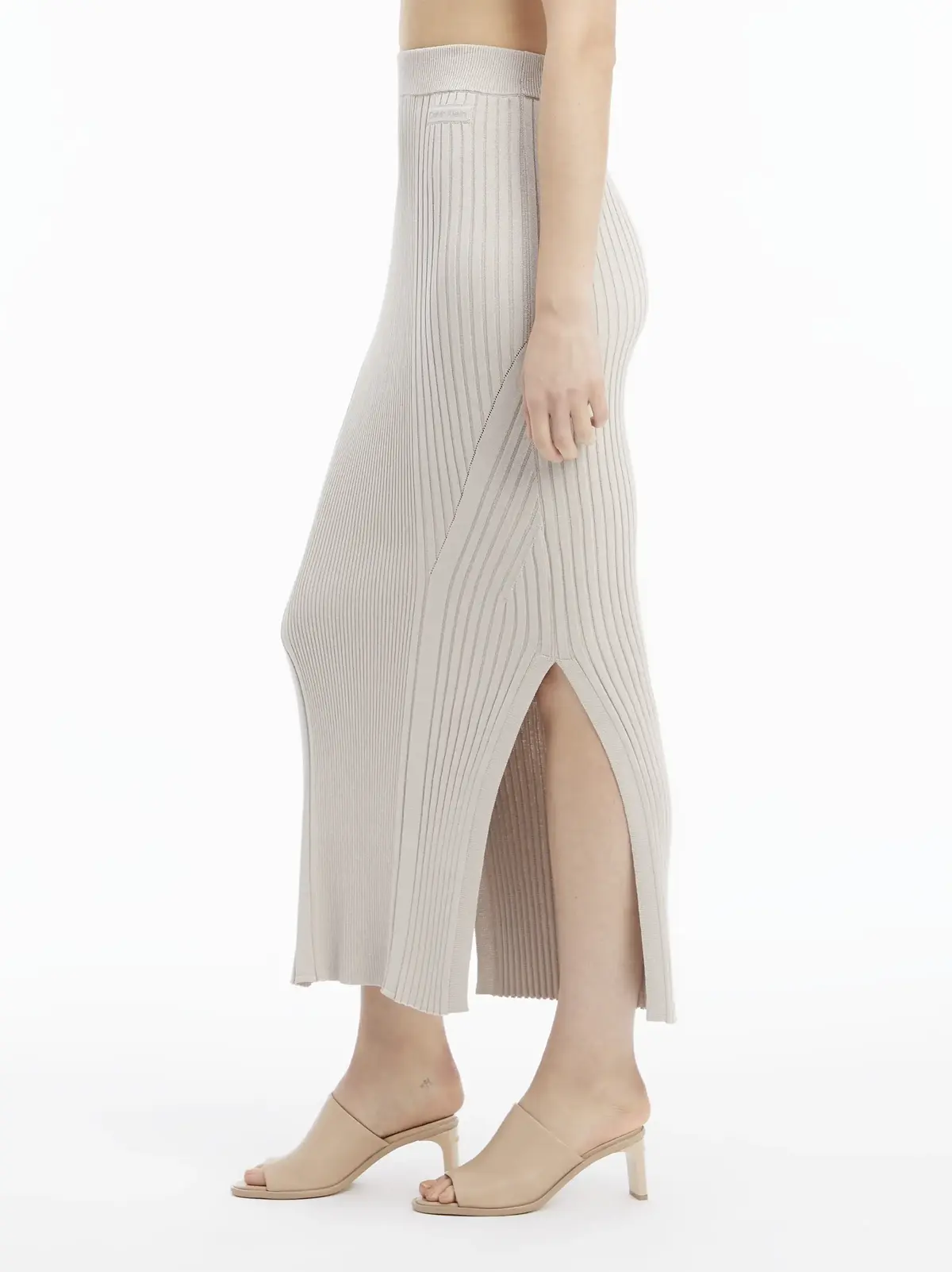 Calvin Klein ICONIC RIB MAXI SKIR Kadın Krem Etek