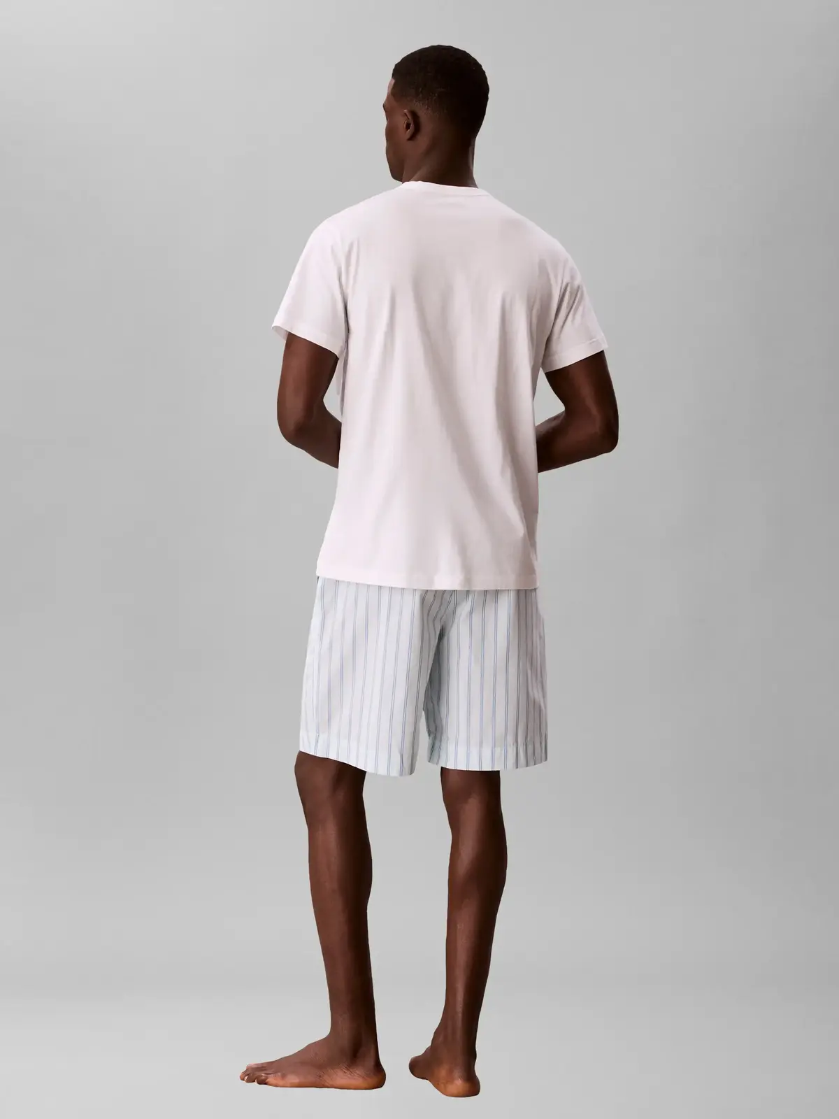 Calvin Klein SS POPLIN SHORT SET Mavi Erkek Pijama Takımı