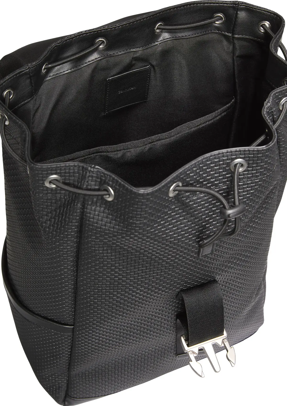 Calvin Klein EMBOSSED WOVEN FLAP BACKPACK Erkek Siyah Sırt Çanta