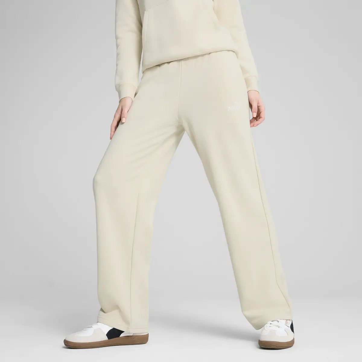 PUMA ESS No.1 Logo Straight Pants Kadın Bej Eşofman Alt