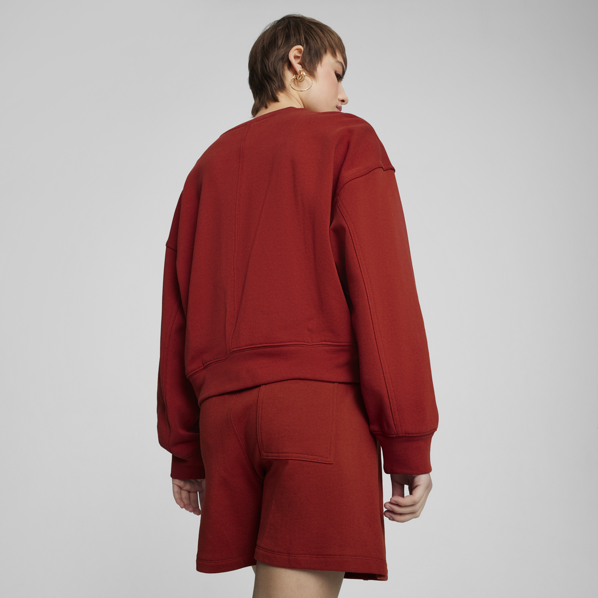 Puma DOWNTOWN RE:COLLECTION Crew Kırmızı Kadın Sweatshirt