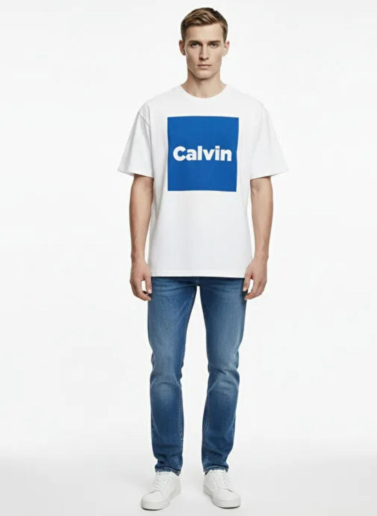 Calvin Klein SS 16S IO CALVIN BOX Beyaz Erkek T-Shirt