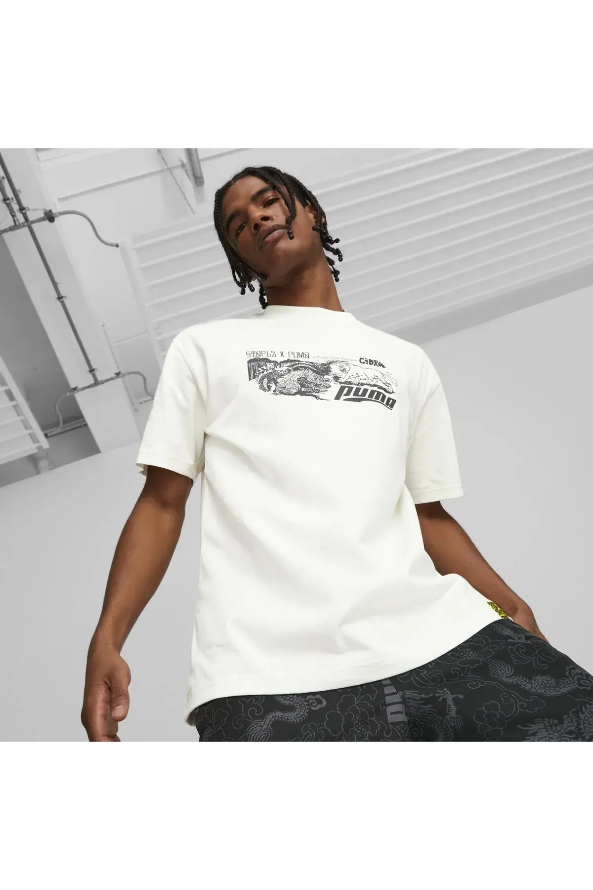PUMA X STAPLE Graphic Tee Warm Kırık Beyaz Erkek T-Shirt