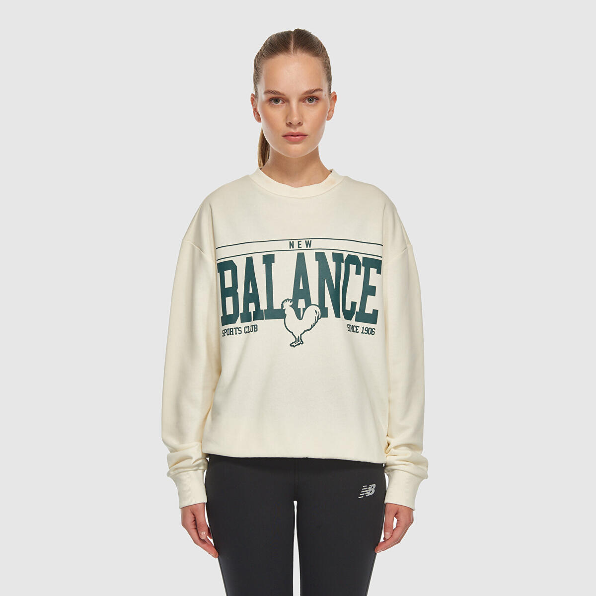 New Balance UNC3401 Kadın Krem Sweatshirt