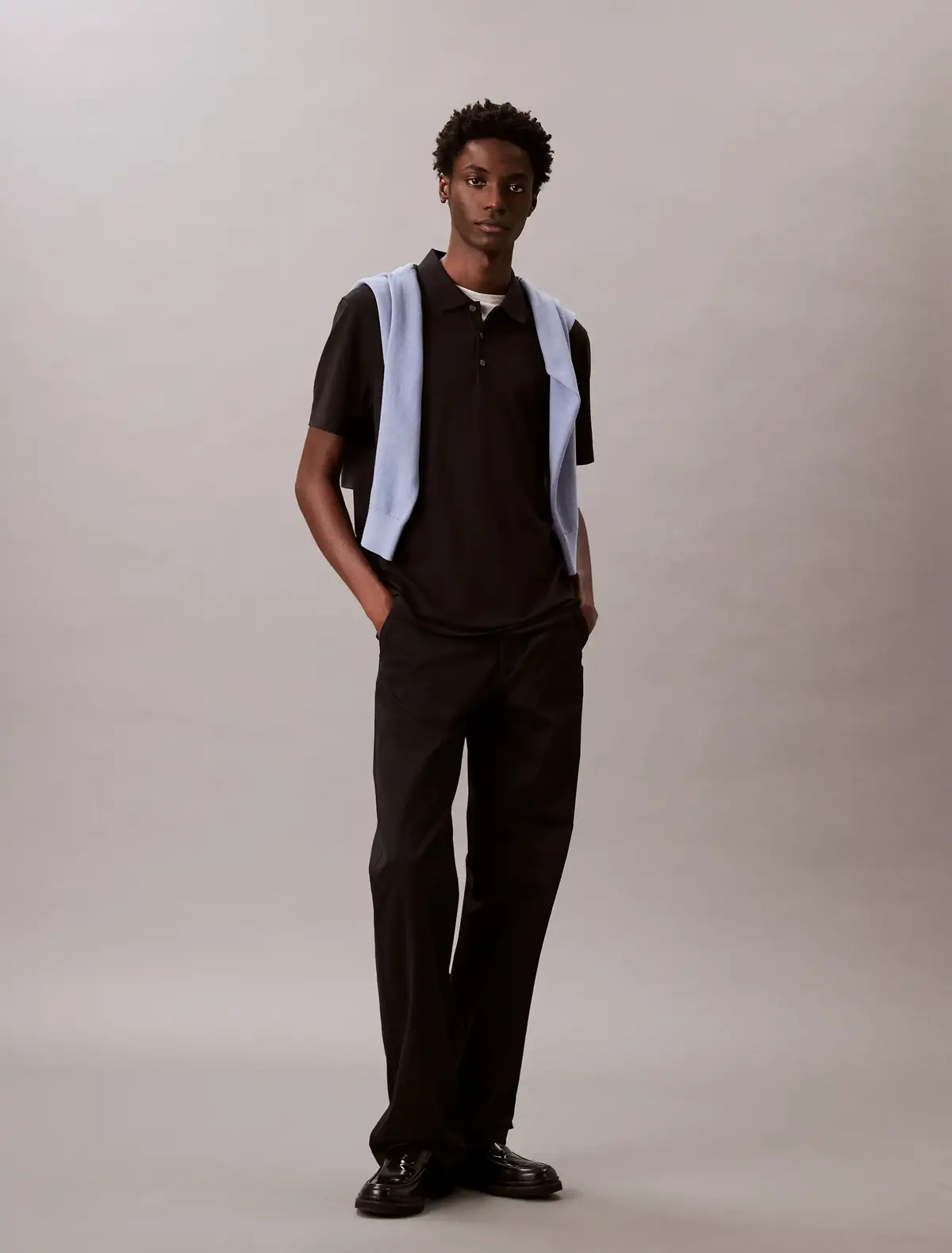 Calvin Klein SS STRIPE STRECH JAC, UB1 Siyah Erkek Polo Yaka T-Shirt