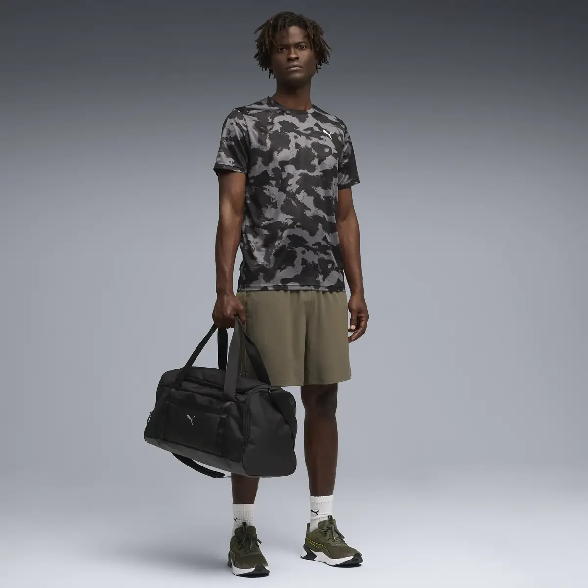 PUMA M TAD ESSENTIALS AOP TEE Siyah Erkek T-Shirt