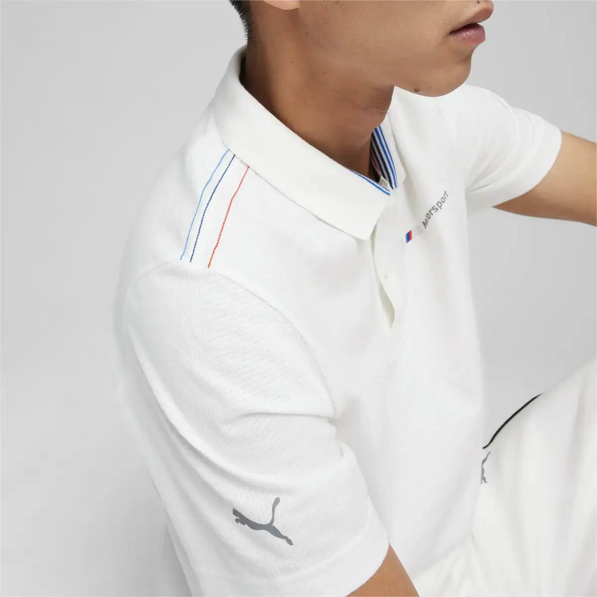 Puma BMW MMS Jacquard Polo Beyaz Erkek Polo T-Shirt