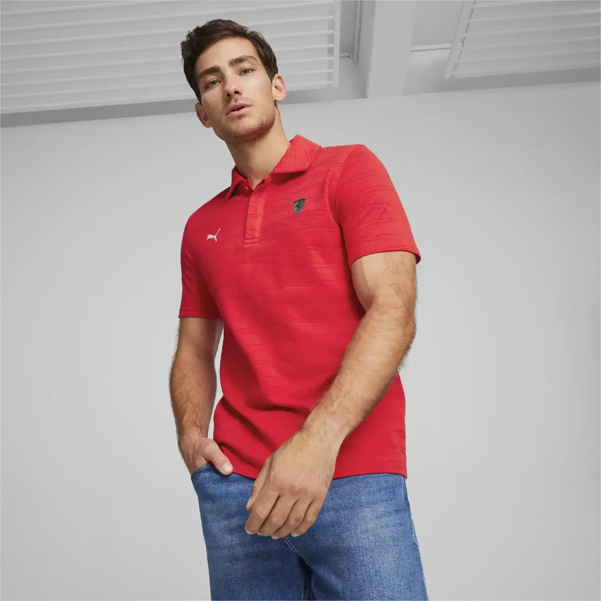Puma Ferrari Style Jacquard Polo Kırmızı Erkek Polo T-Shirt