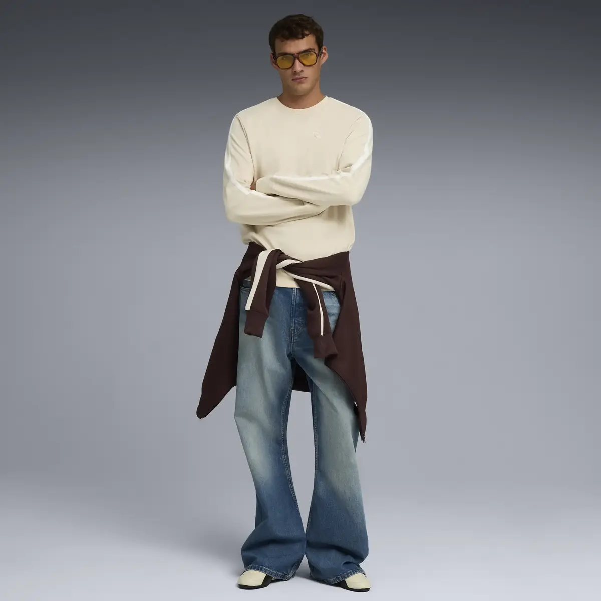 Puma ESS ELEVATED Crew TR TK Krem Erkek Sweatshirt