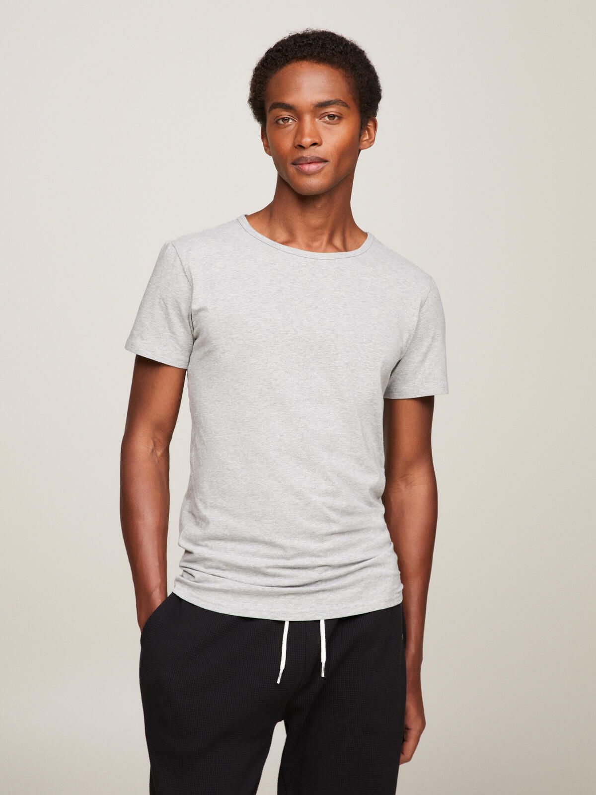 Tommy Hilfiger STRETCH CN TEE SS 3P Erkek Siyah T-Shirt