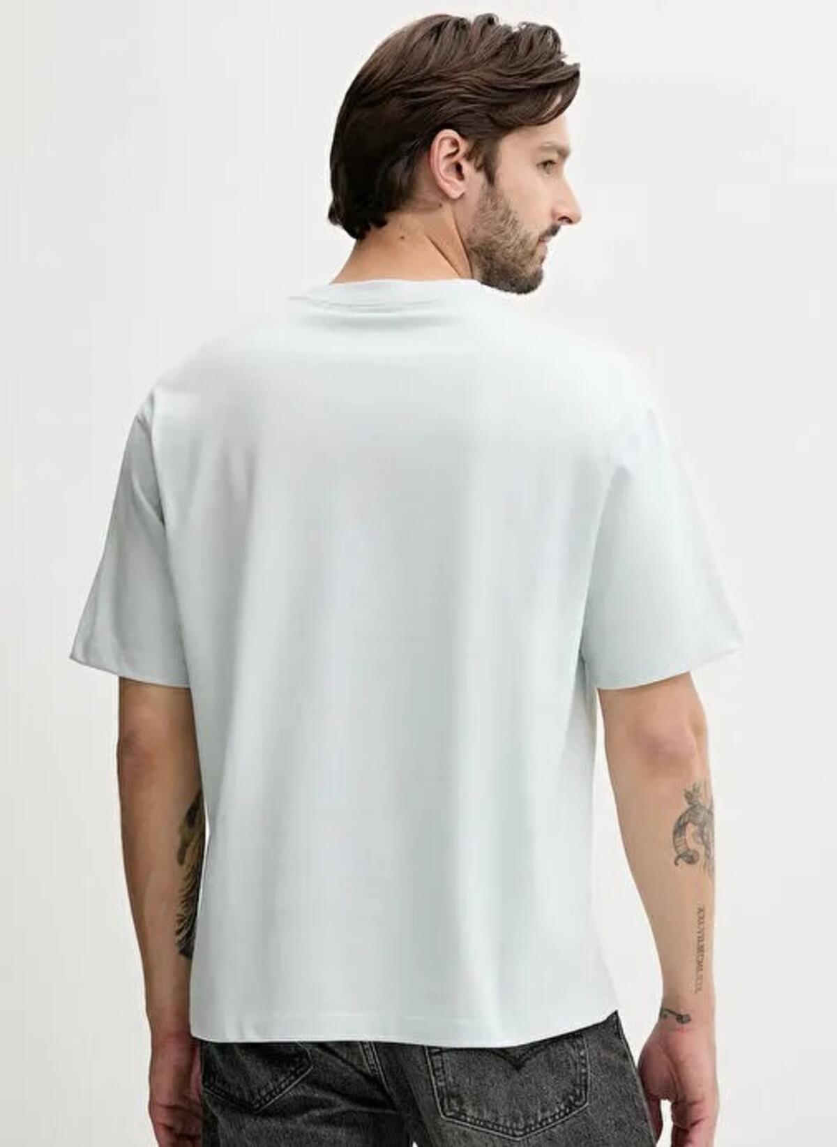 Calvin Klein SS CENTER CHAIN STITCH 16S RLXD Açık Mavi Erkek Tişört