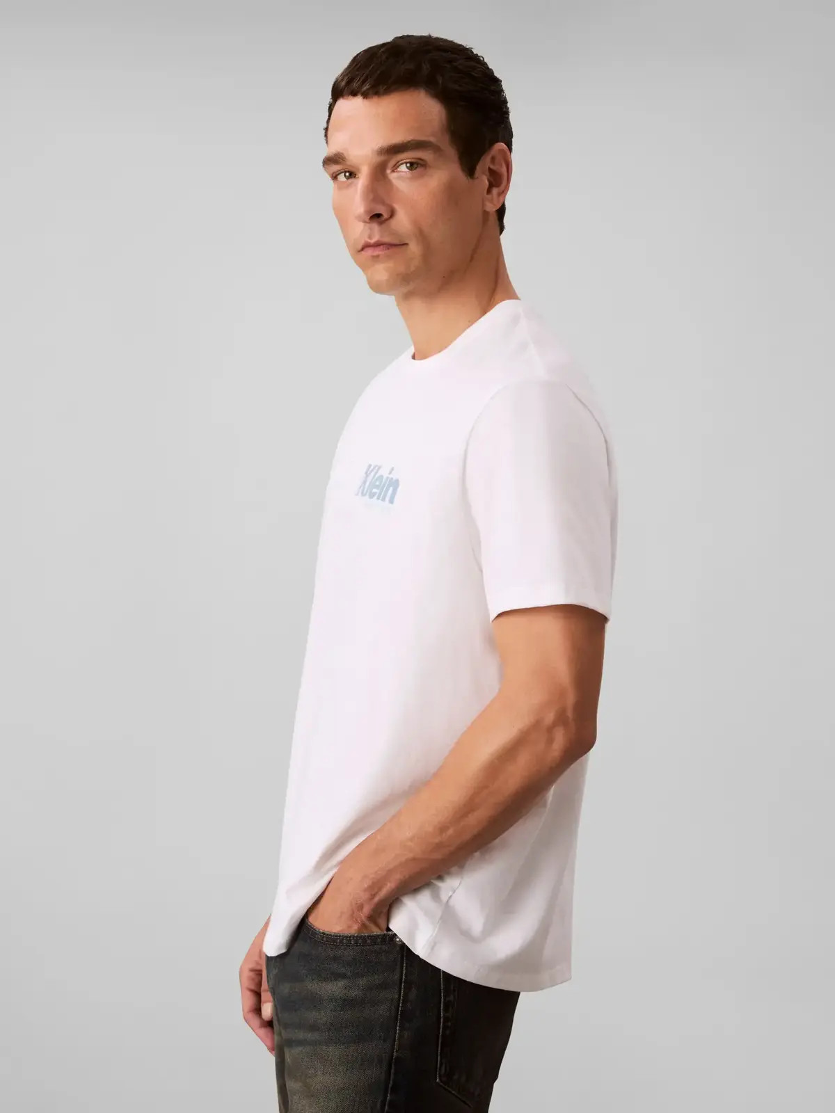 Calvin Klein SS 20S EU CALVIN CUR Beyaz Erkek Tişört