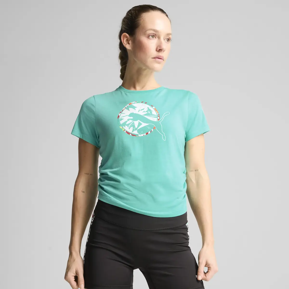 PUMA TROPICAL AOP TEE SHORT Mavi Kadın T-Shirt