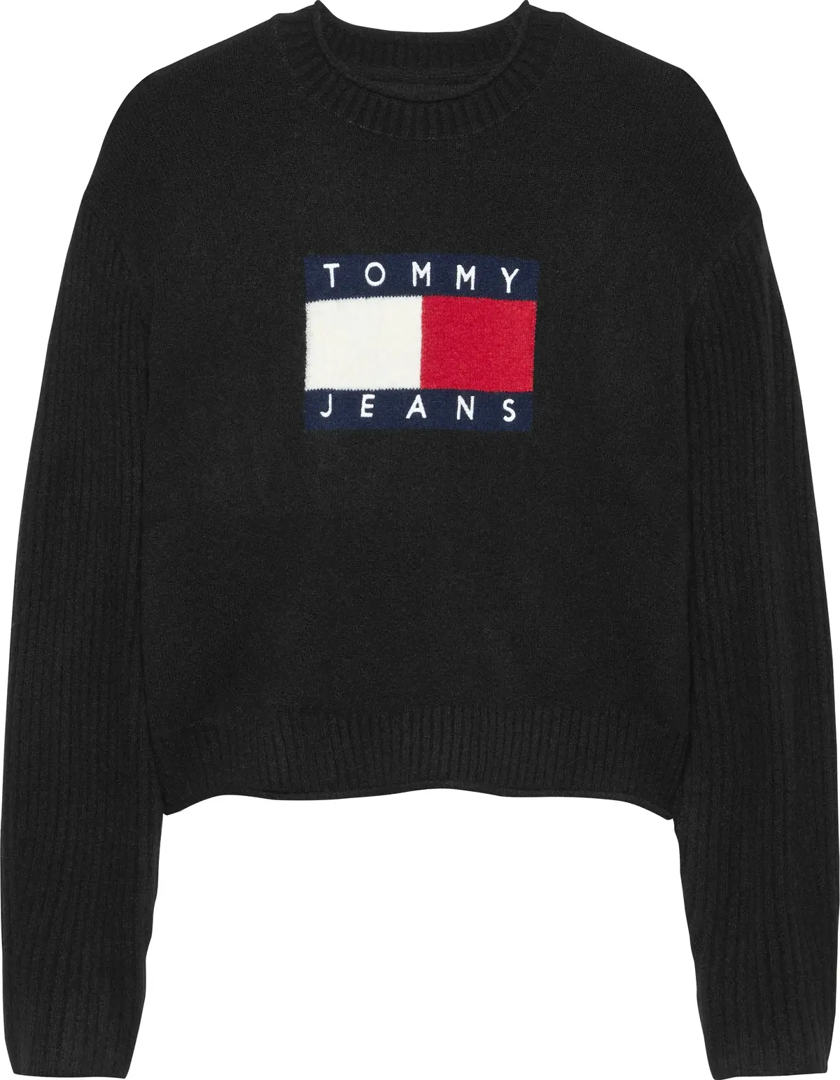 Tommy Hilfiger TJW MELANGE FLAG SWE, HEV Siyah Kadın Kazak