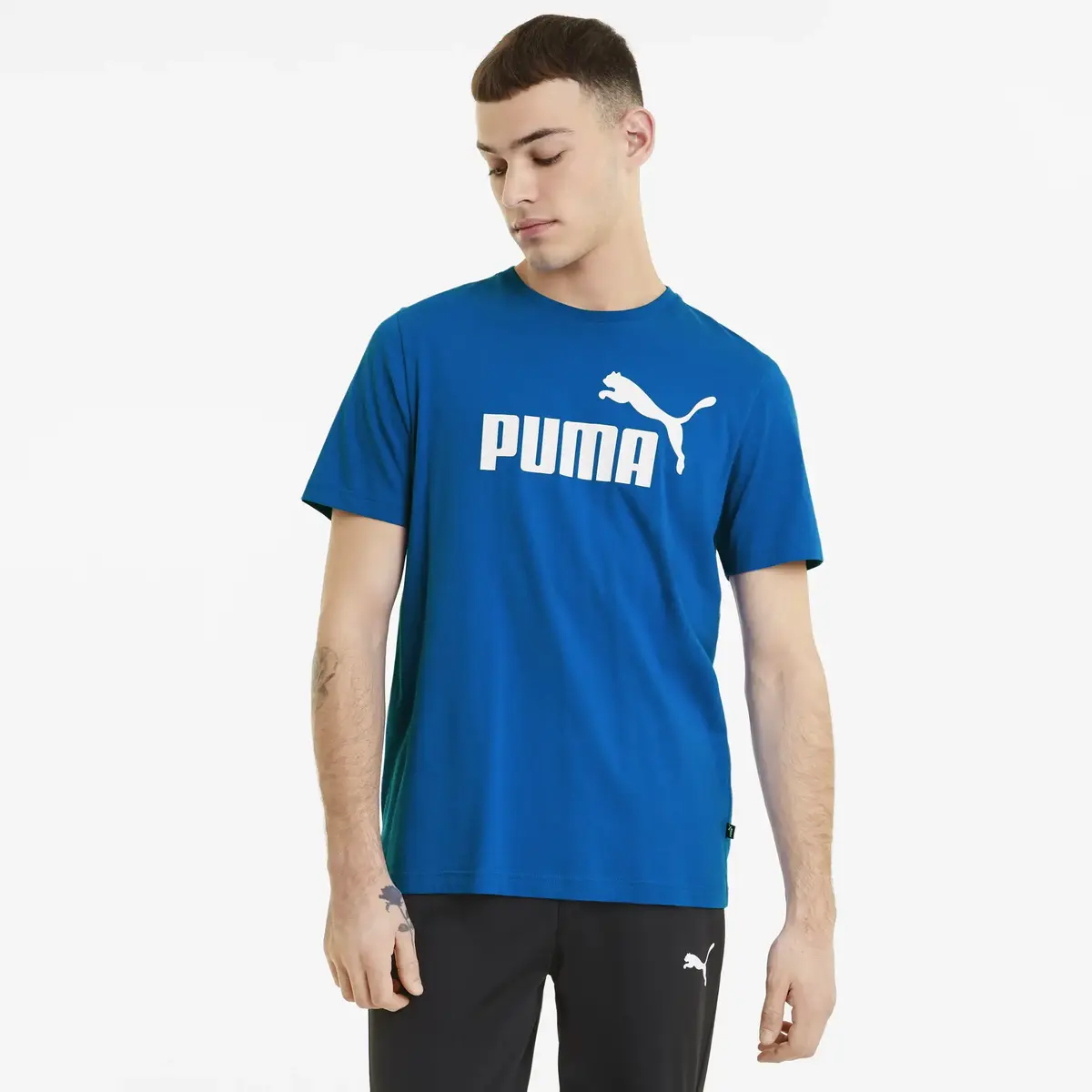 Puma ESS Logo Tee mavi Erkek T-Shirt