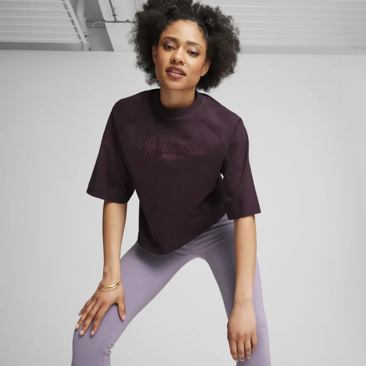 Puma CLASSICS + Oversized Tee Mor Kadın T-Shirt