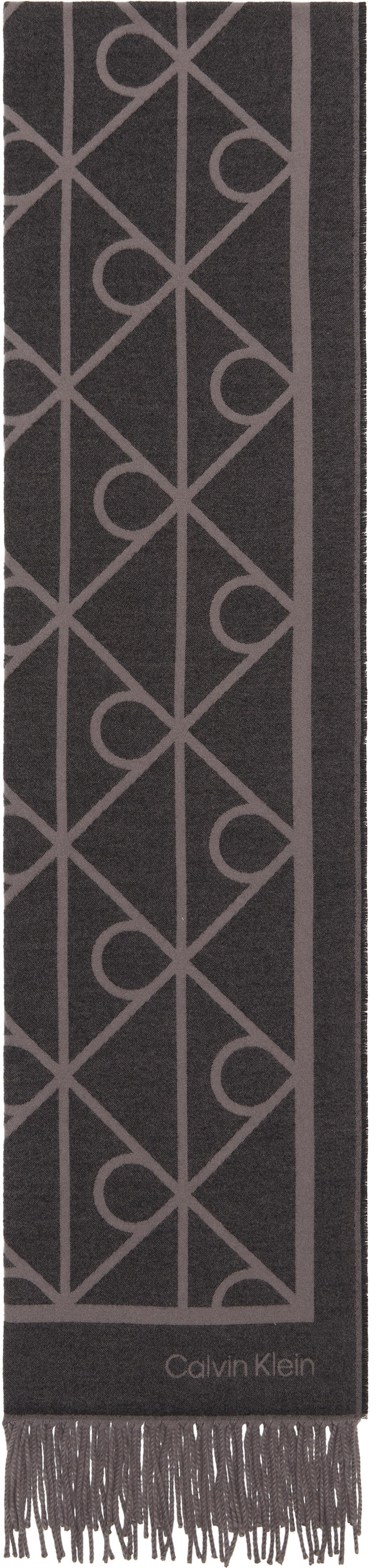 Calvin Klein EMBLEM AOP FRINGES MW SCARF Siyah Erkek Atkı Calvin Klein EMBLEM AOP FRINGES MW SCARF Siyah Erkek Atkı