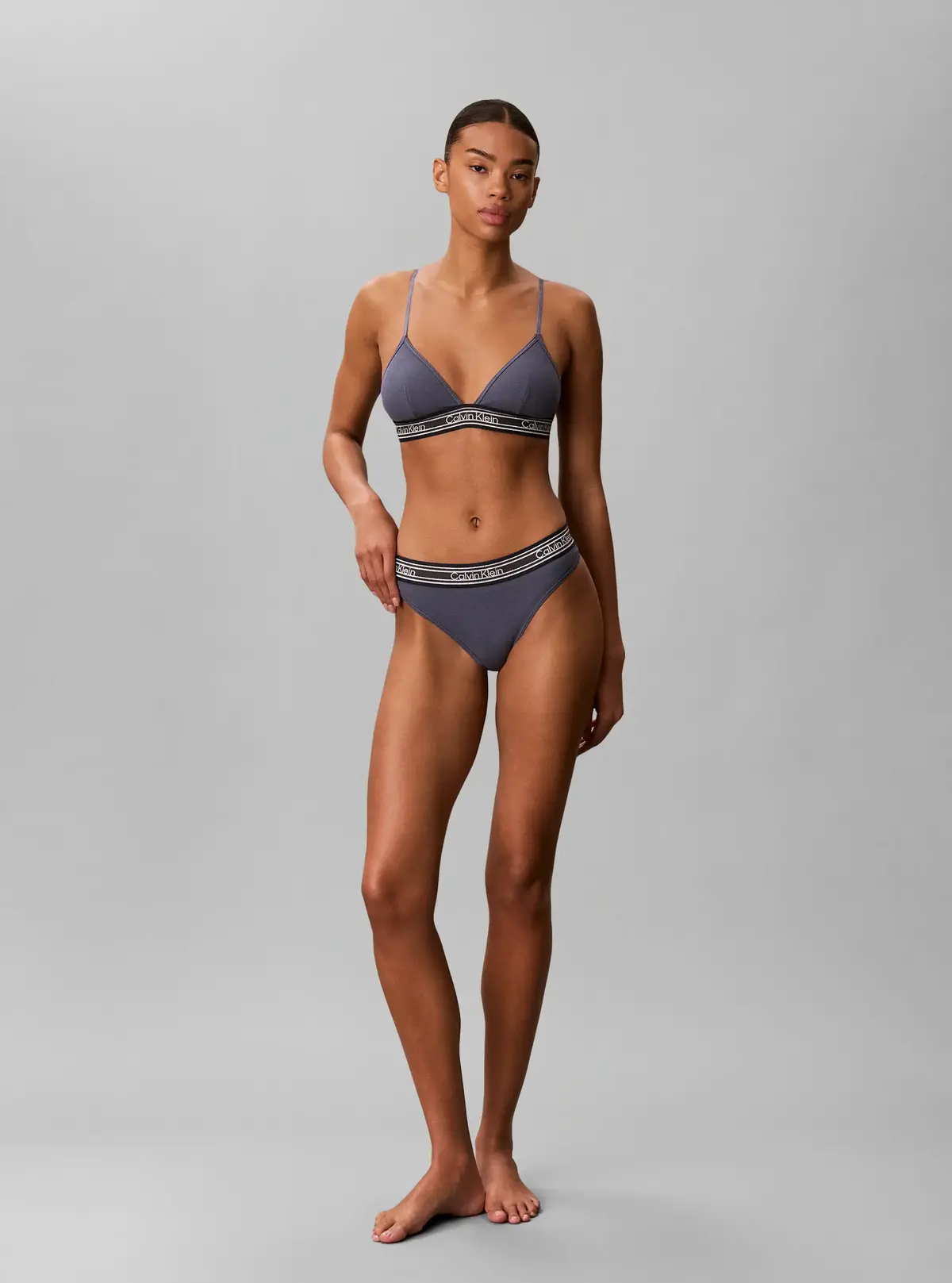 Calvin Klein LIGHTLY LINED TRIANG Gri Bikini Üst