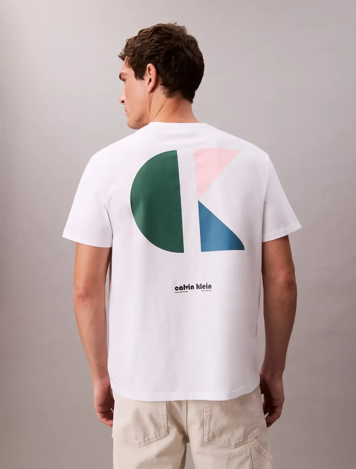 Calvin Klein SS 20S CK BAUHAUS LO, YAA Beyaz Erkek T-Shirt