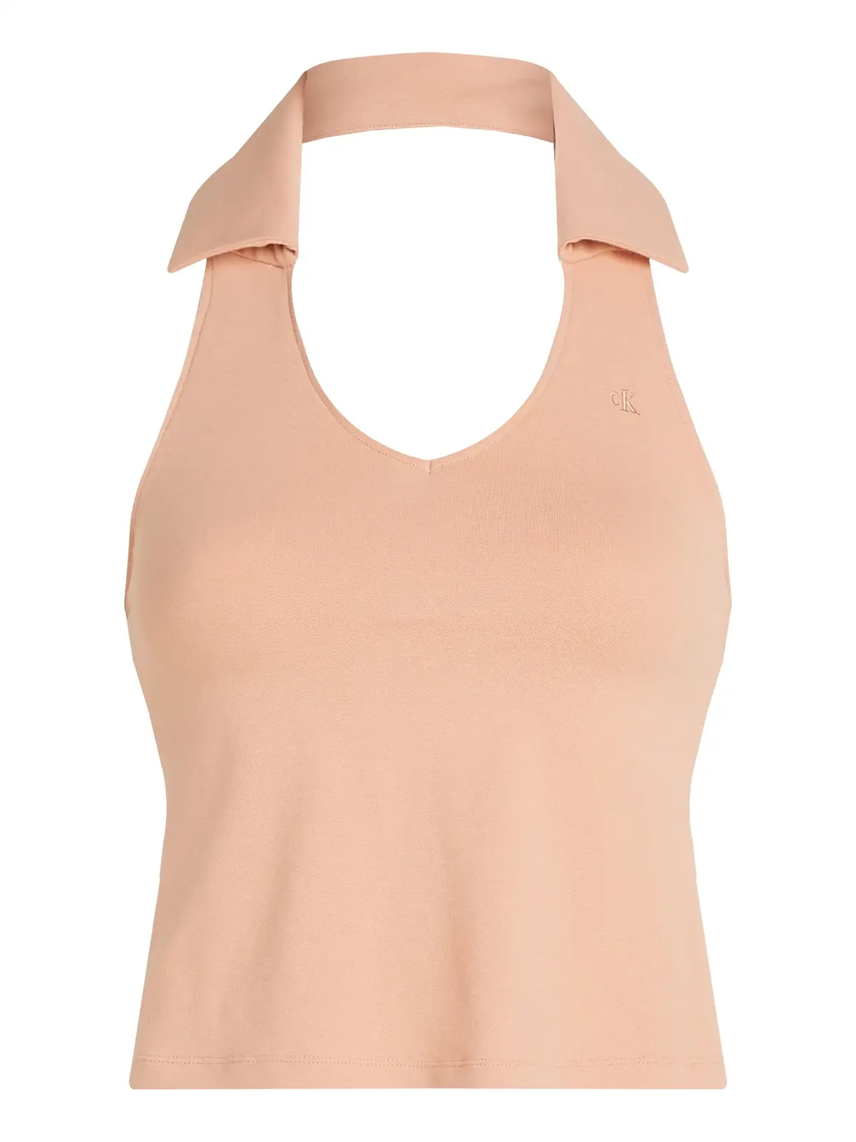 Calvin Klein HALTERNECK POLO COLL Pembe Askılı Bluz