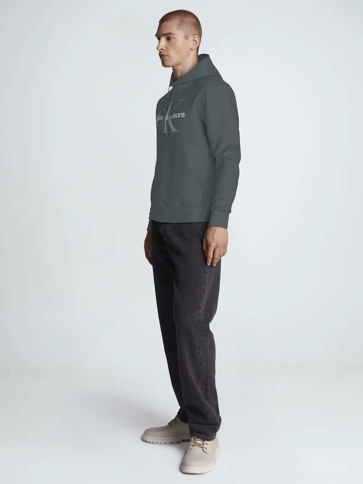 Calvin Klein SEASONAL MONOLOGO RE Erkek Yeşil Sweatshirt