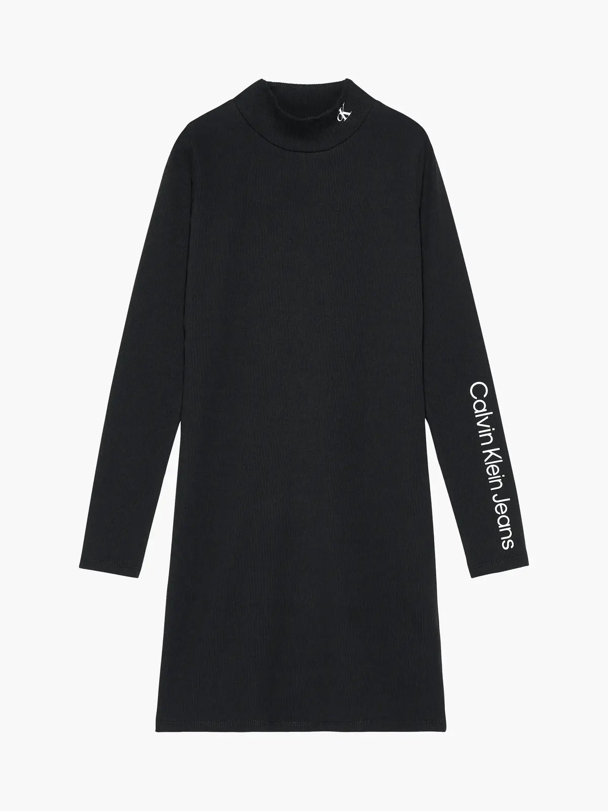 Calvin Klein MOCK NECK RIB DRESS Kadın Siyah Elbise