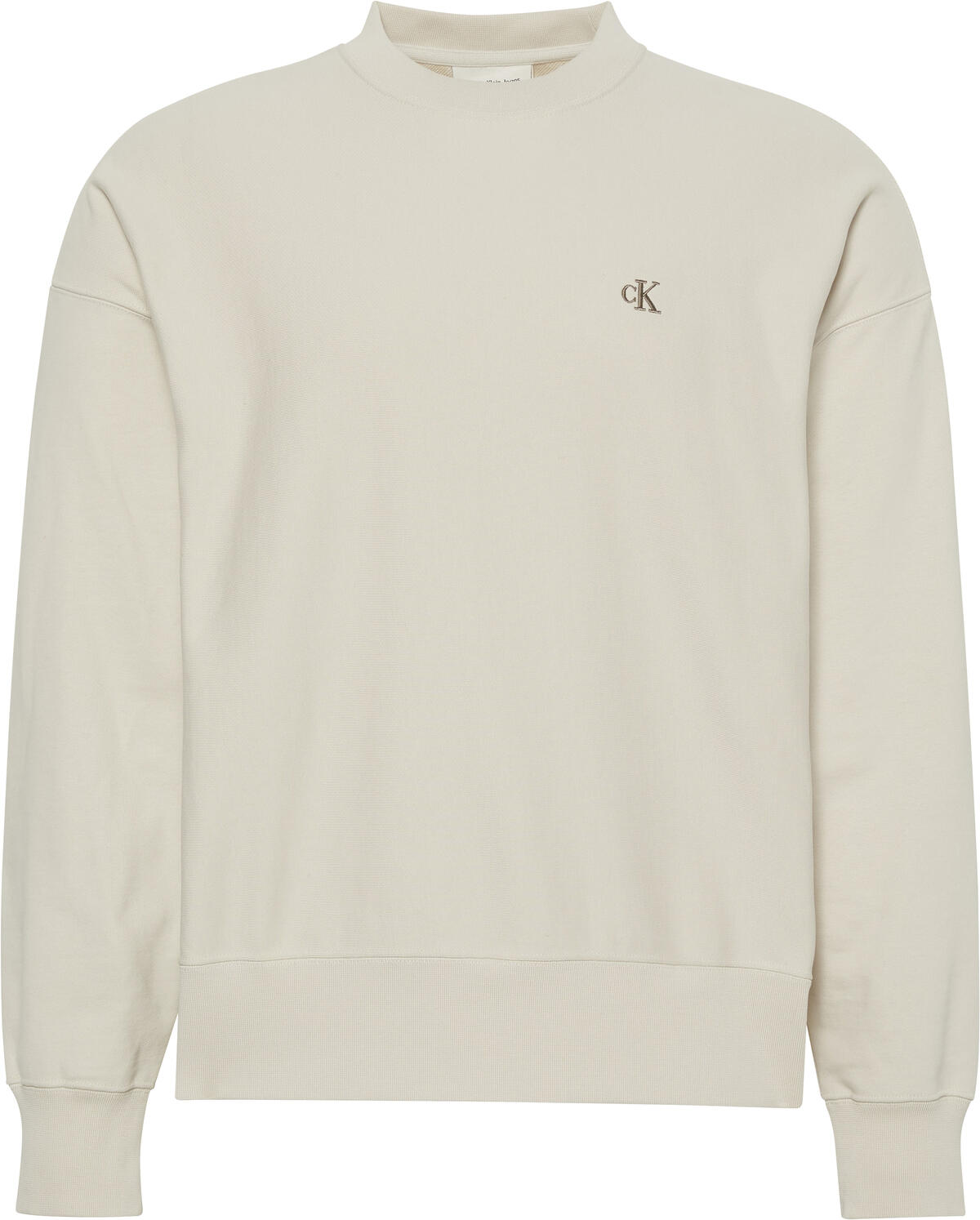 Calvin Klein PREMIUM TERRY MONOGRAM CN SWEATS Beyaz Erkek Sweatshirt