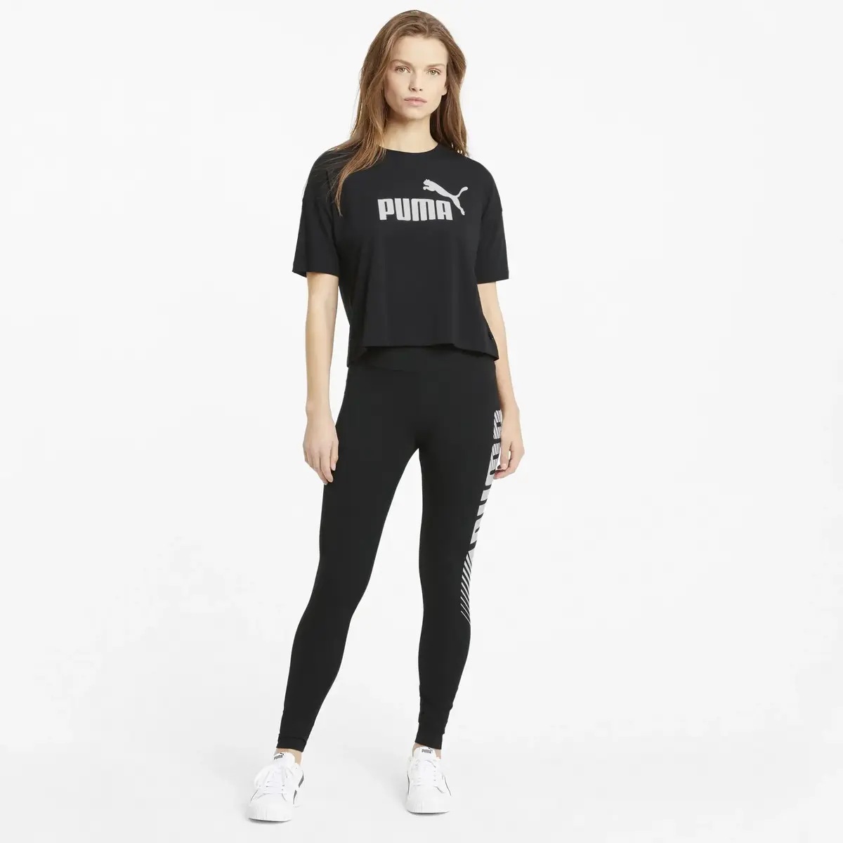 Puma ESS Cropped Logo Tee Siyah Kadın Crop T-Shirt