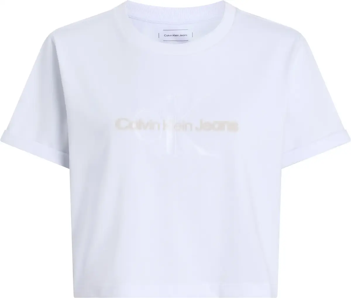 Calvin Klein SS LIQUID CK CROPPED, YAA Beyaz Kadın T-Shirt & Polo