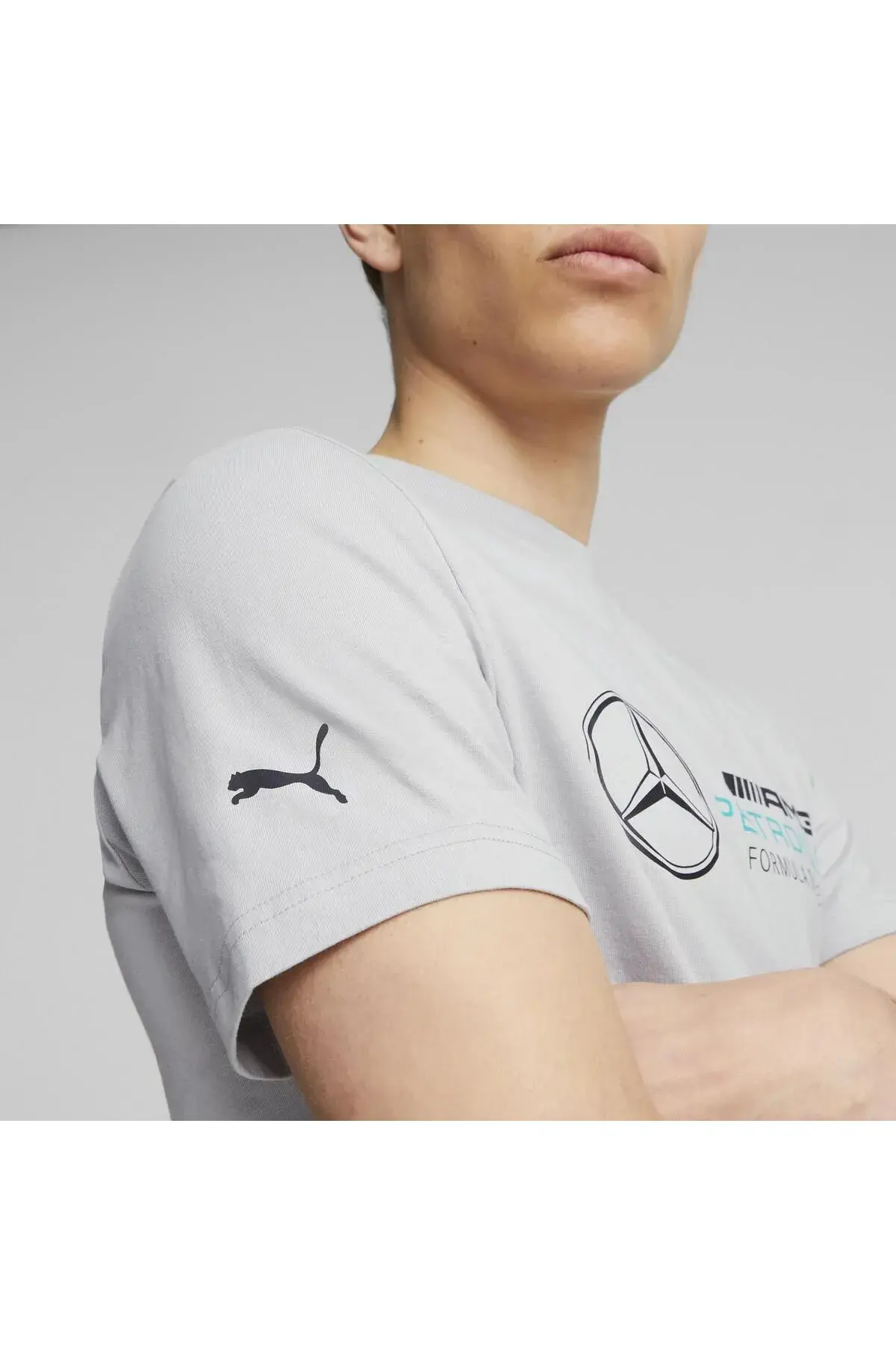 Puma MAPF1 ESS Logo Tee Gri Erkek T-Shirt
