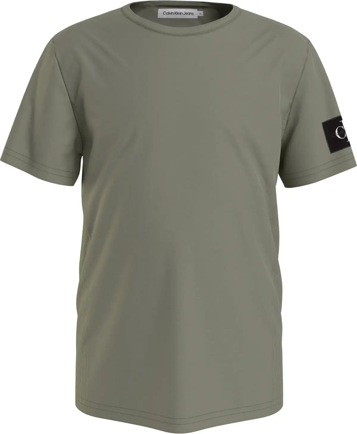 Calvin Klein BADGE RIB FITTED TOP Erkek Gri T-Shirt