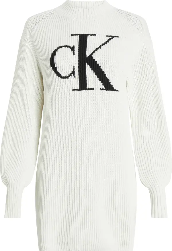 Calvin Klein CK INTARSIA LOOSE SW Kadın Krem Elbise