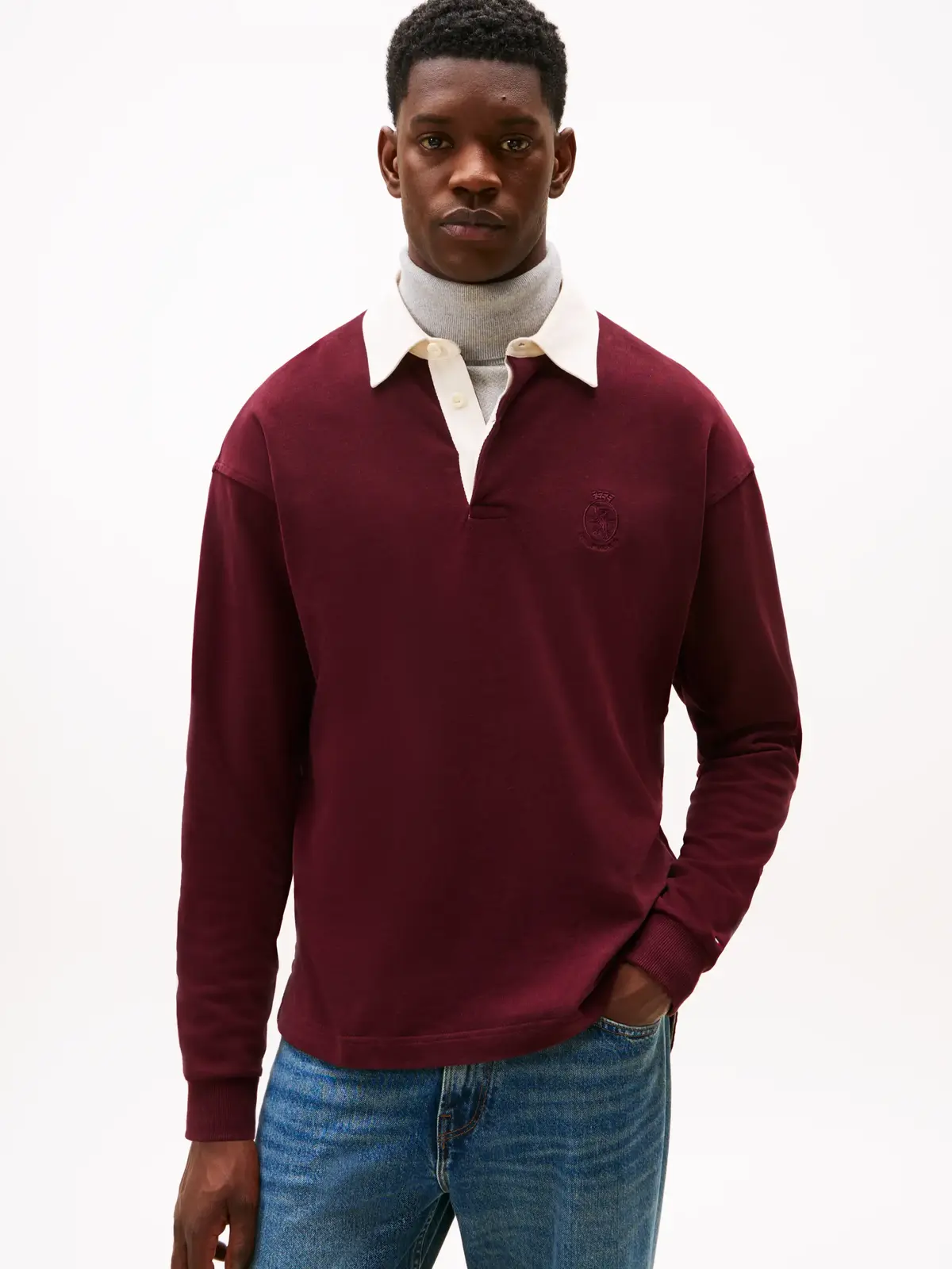 Tommy Hilfiger PEACHED CREST SOLID, XIH Bordo Erkek Polo