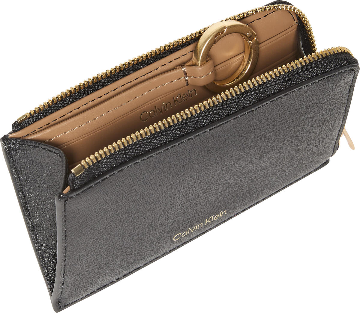 Calvin Klein FOIL LOGO TOP ZIP CARDCASE Siyah Kadın Cüzdan