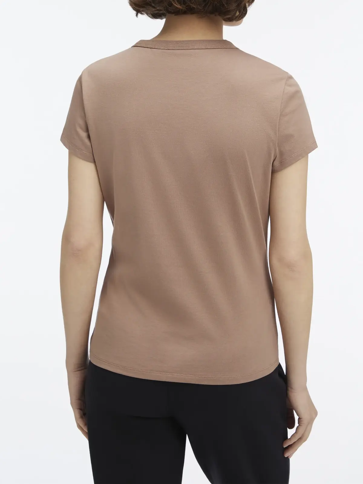 Calvin Klein SATIN CK SLIM T-SHIR, GA6 Kahverengi Kadın T-Shirt & Polo