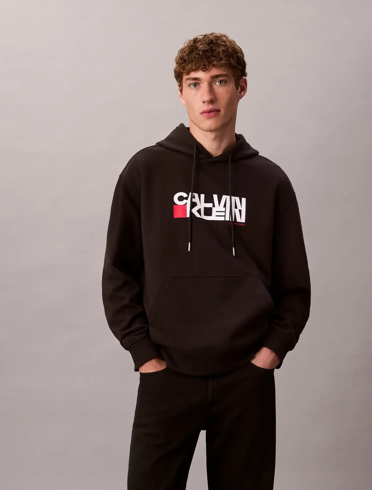 Calvin Klein LS EU 350TERRY CK Siyah Erkek Kapüşonlu Sweatshirt